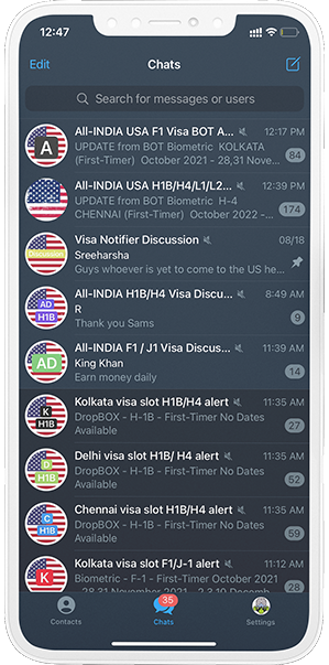Telegram Visa channel Screenshot